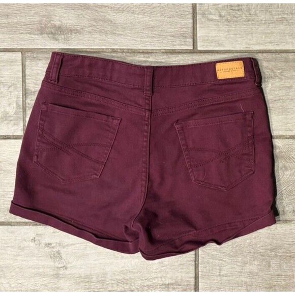 Aeropostale Shorts High Waisted Midi Burgundy Color Cotton Stretch Size 6 EUC - Picture 3 of 6